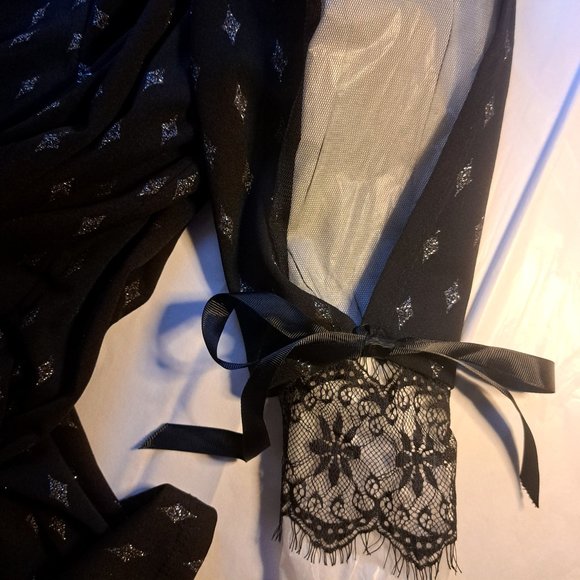 M made in ITALY from SUNDANCE catalog NWT Dress Sz S LACE & BOW CUFFS SHEER ARMS - Picture 5 of 12